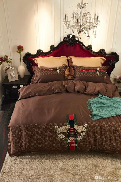 

embroider edge silver thread bedding suit grade 60s satin drill bed sheet suit 4pcs luxury goods quilt cover