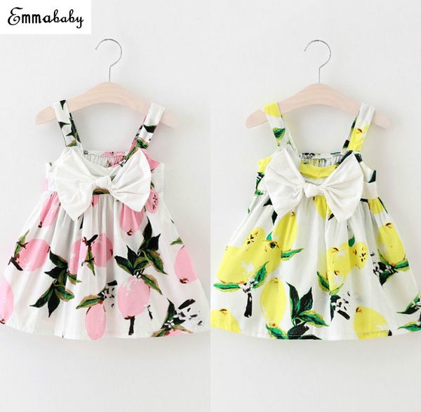 

pudcoco 2019 sundress newborn baby dress girls lemon print dresses summer infant 0-3year girl birthday dress holiday clothing, Red;yellow