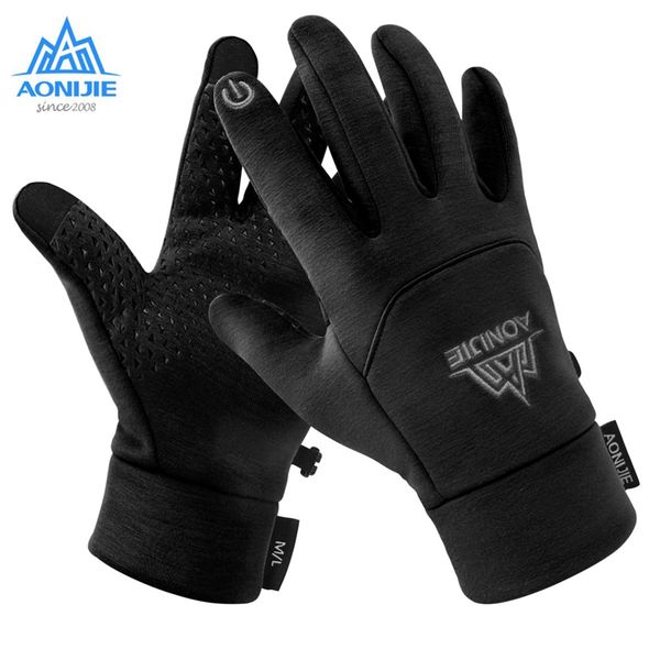 

aonijie touchscreen gloves anti-slip windproof cycling sports winter warm gloves for camping hiking trial running m-53, Black