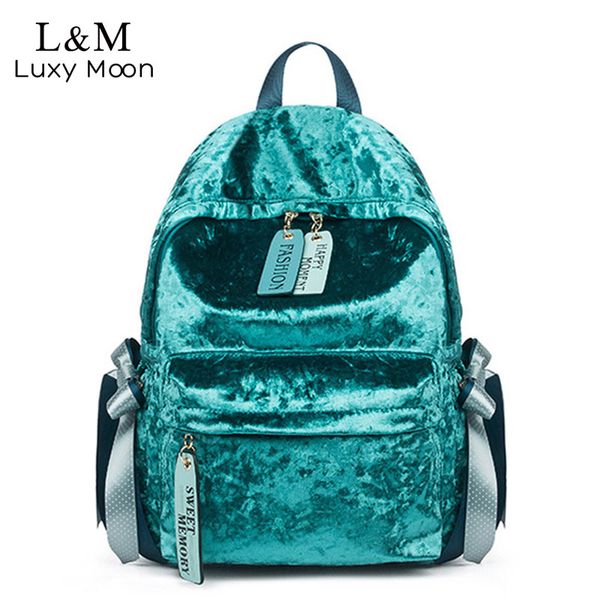 

velvet female backpack fashion women backpack college school bagpack harajuku travel shoulder bags for teenage girls 2019 xa569h