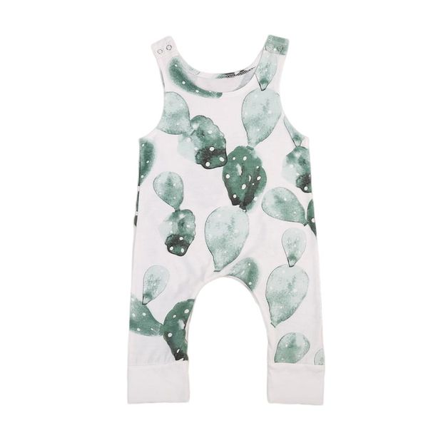 

summer 2017 new infant baby girl boy cactus printed romper sleeveless jumpsuit playsuit outfit, Blue