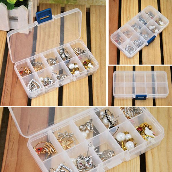 

grid adjustable transparent plastic storage box small parts jewelry tool box beads earrings small items beads pill storage box