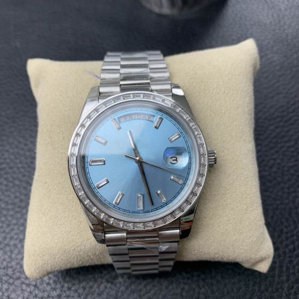 

new mens fashion mechanical automatic watch 40mm day date waterproof luminous watch 2813 movement sapphire casual stainless steel watches, Slivery;brown
