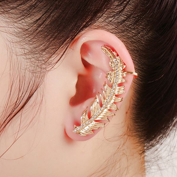

new fashion alloy leaf ear cuff clip on earrings exaggerated earring cuffs for women punk gothic jewelry 5e1205, Silver