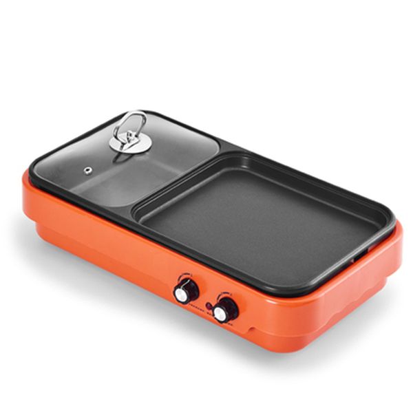 

camp kitchen dmwd 220v multifunctional electric barbecue griddle pot 2 in 1 for party non-stick crepe pancake maker 1-4 people