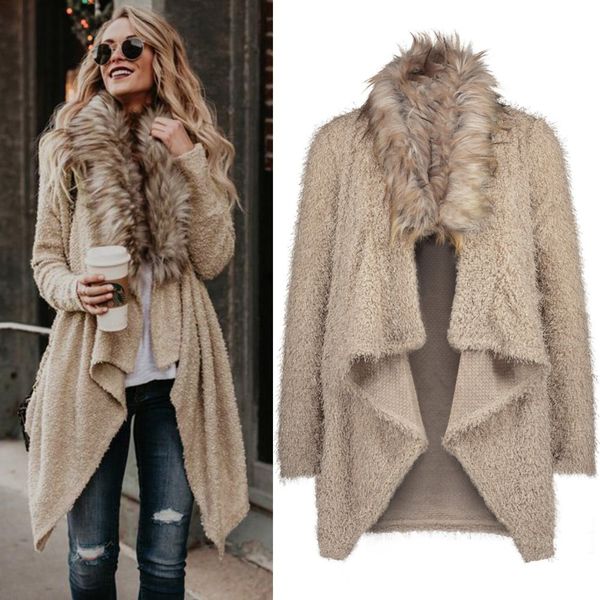 

women's new fashion casual spring and autumn woolen asymmetric length coats and trenches with long sleeves, Tan;black