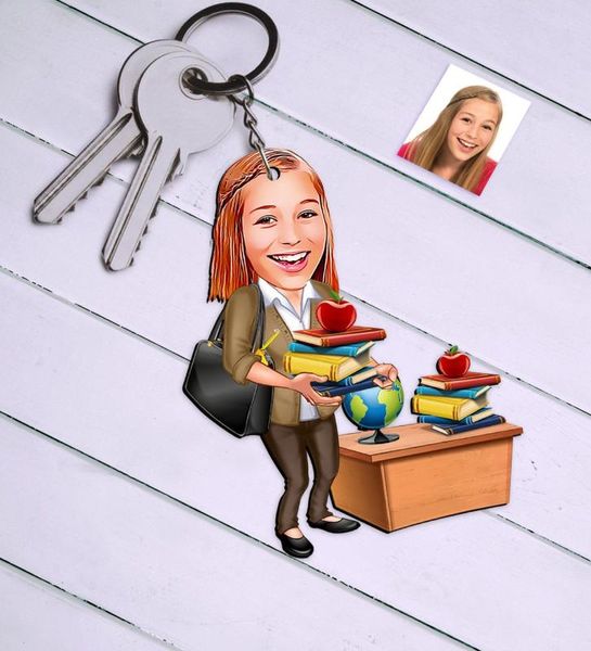 

personalized women 's teacher cartoon keychain-4