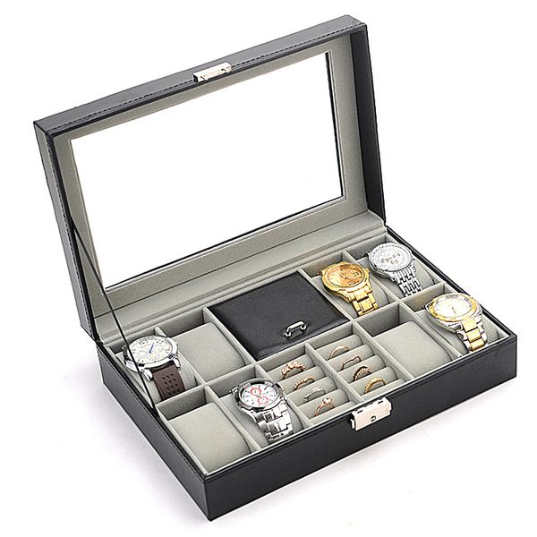 

watch box necklace ring jewelry box pu leather storage trinket boxes storage bins
