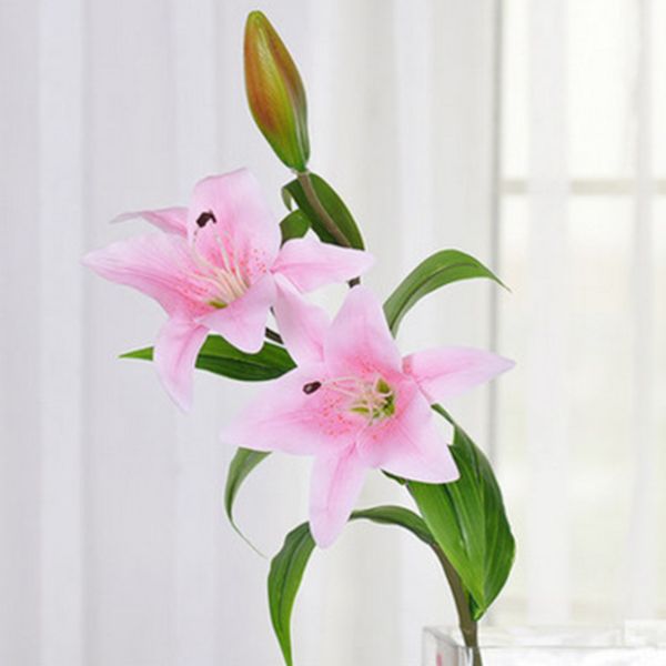 

simulation artificial flower fake lily vivid gift home wedding party decoration @ls