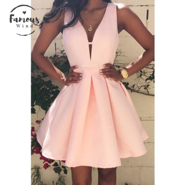 

2020 fashion summer sleeveless dress v neck casual party evening mini dresses ball gown empire pink, Black;gray