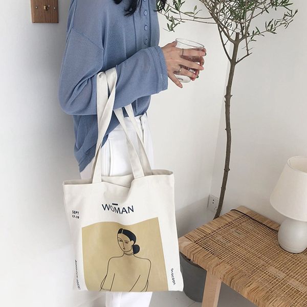 

new fashion korean simple women wild package canvas bag harajuku tote bag shoulder shopping