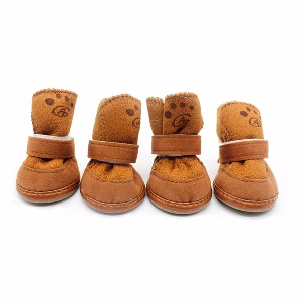

4pcs dogs snow boots soft cozy cashmere walking running paws dog shoes anti-skid comfortable puppy pets supplies drop shipping