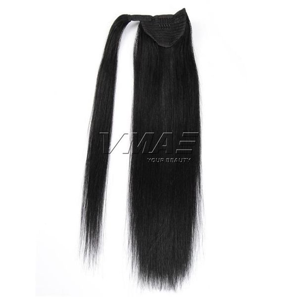 

peruvian magic wrap around ponytails 120g clip in silky stragiht horsetail 100% virgin human hair extensions, Black