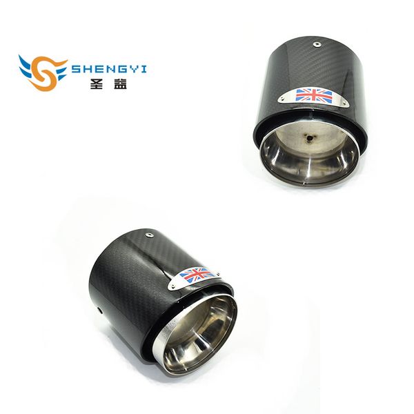 

один шт углеродного волокна автомобиля выхлопной наконечник глушитель наконечник хвост с логотипом для mini cooper r55 r56 r57 r58 r59 r60 r