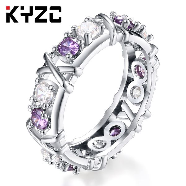 

american and european zircon double-color ring ladies cross-color separation explosive selling zircon engagement jewelry, Silver