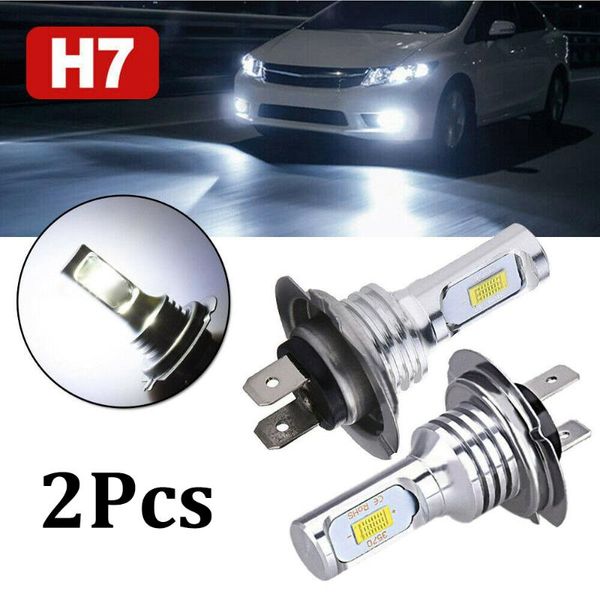 

pair h7 led headlight bulbs kit high or low beam 55w 8000lm super bright 6000k white