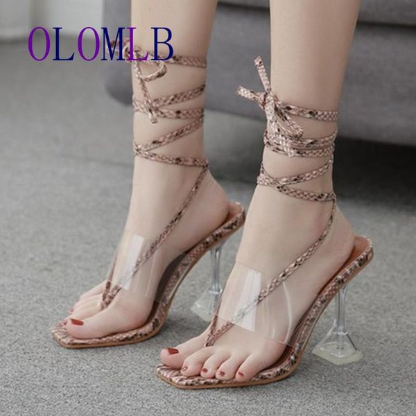 

2020 fashion women shoes peep toe pvc transparent heel high heels sandals summes cross strap lace-up pumps a995, Black