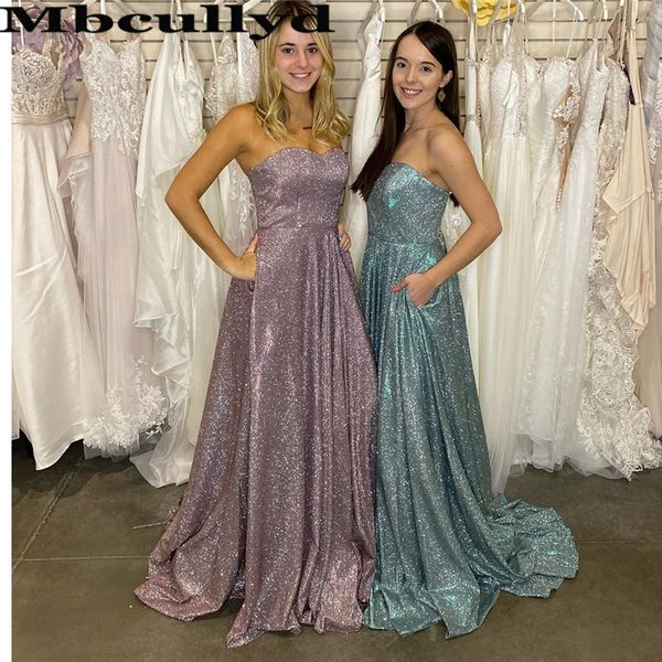 

mbcullyd shining a-line prom dresses long 2020 sweetheart evening party gowns with pocket vestidos de fiesta largos elegant, White;black
