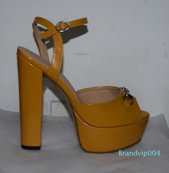 

high heel platform sandals brand designer women summer runway heels peep toe models fottwear shoes luxury designer chain shoes, Black