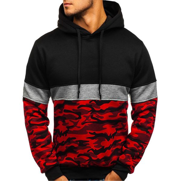 

sweatshirt homme men hooded sweatshirts camouflage button pullover long sleeve hooded sudadera dropship, Black