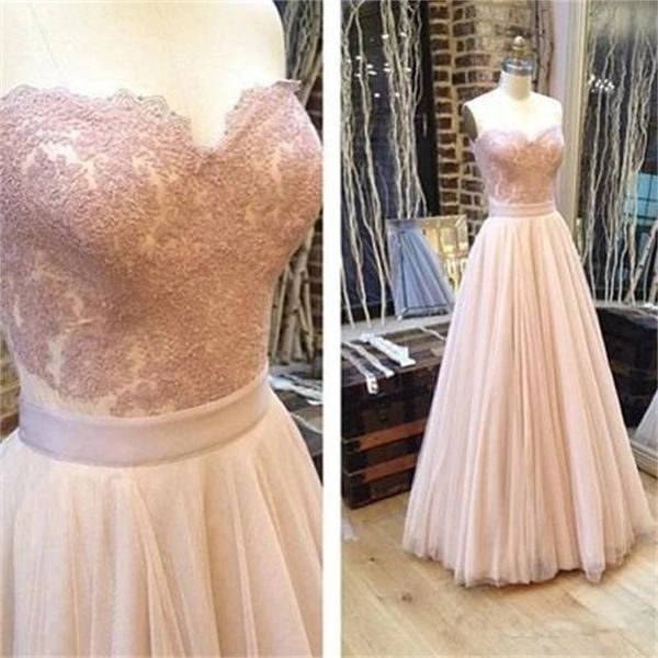 

chic sweetheart dusty pink beautiful wedding dresses lace and flow tulle wedding gown designers with bowknot a-line vestidos de novia feos, White