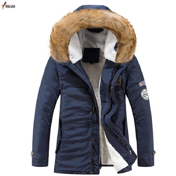 

2019 mkass men's casual cotton goat wool super thermal lining men's fashion cotton garment with artificial wool collar and hat, Tan;black