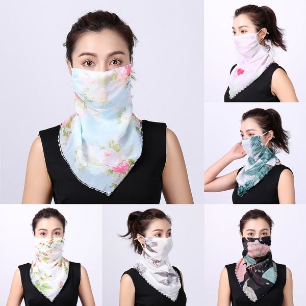 

bqngf women scarf face mask party veil windproof half face dust-proof sunshade silk shawl scarf dust mask ear type outdoor, Black