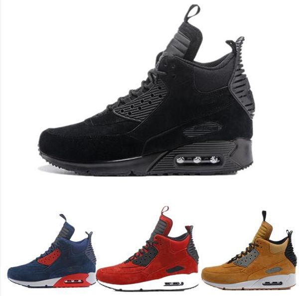 

2020 new designer 90 mid winter sneakerboot 90s mens suede grey black red men running shoes size eur 40-46