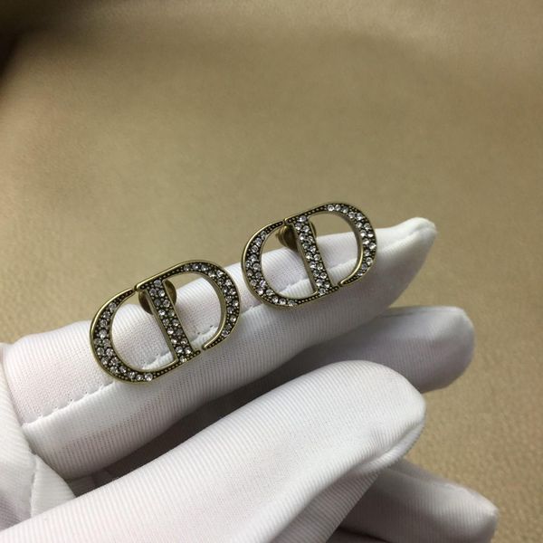 

retro alphabet diamonds exquisite wild designer earrings luxury designer jewelry women earrings, Golden