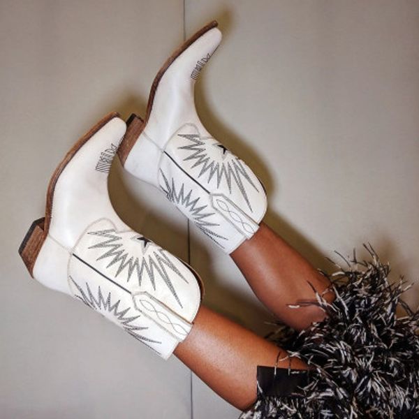 

women pointed toe retro leather boots embroidery fashion martin boots slip on wine red black white knight boots casual shoes roman zapatos