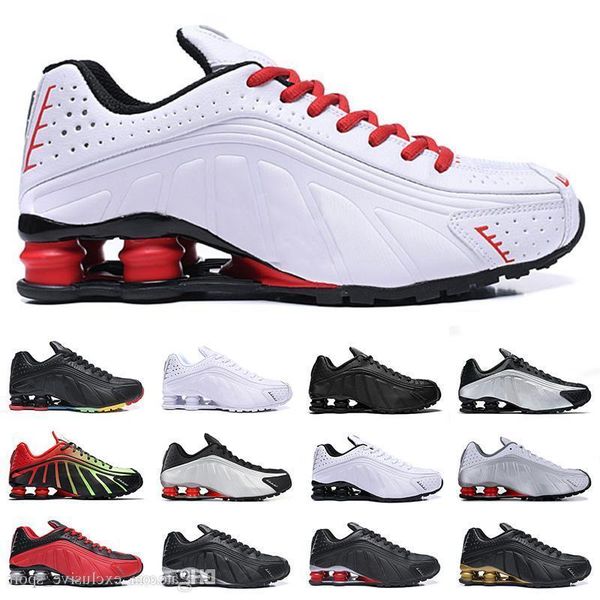 

2019 shox r4 mens designer running shoes black gold silver challenge red men cushion trainers outdoor hiking sports sneakers 40-46