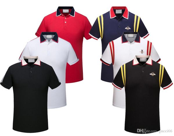 

2019 brand new men polo shirts fashion classic short sleeved casual polo shirt snake bee floral embroidery mens polos shirt 3xl