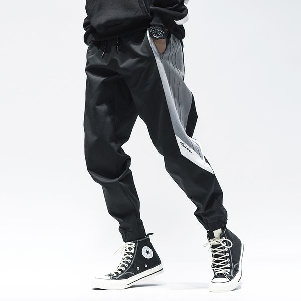 

autumn winter loose pants men cotton sweatpants japanese streetwear hip hop pants mens joggers trousers men clothes 2018 50na95, Black