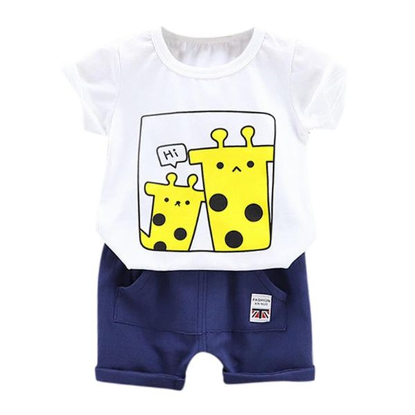 

kancoold baby boy с коротким рукавом мультфильм жираф алфавит слово box топ футболка + алфавит stripe pattern карманный шорты set, White