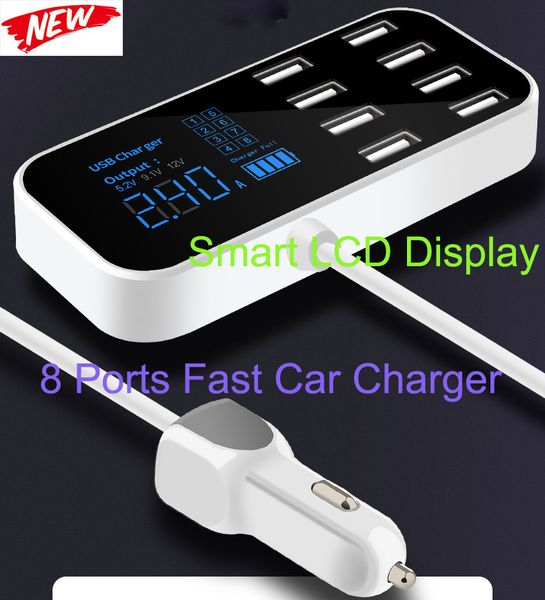 

quick car charger 8 port multi usb lcd display carregador car fast charge for iphone 6 7 8 x xr xs 11 por max samsung mate30 por