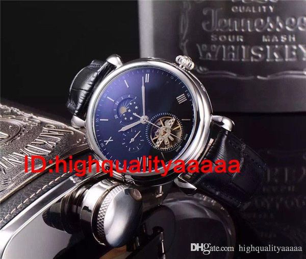 

flywheetourbillon Golden watch men Complications Perpetual Calendar moon phase automatic black dial skeleton wristWatch Men dress Watches