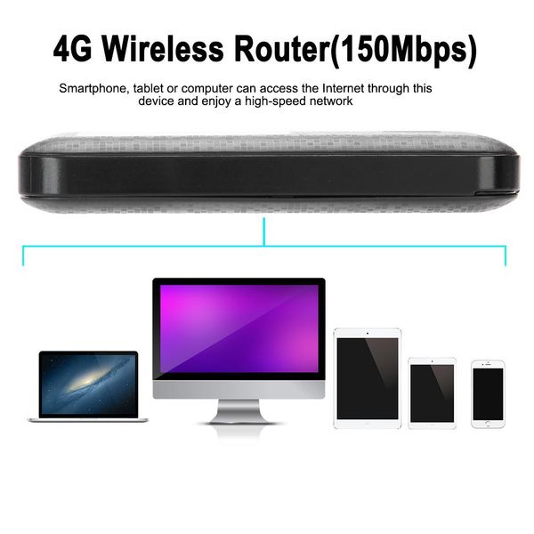 

портативный беспроводной маршрутизатор 4g lte 150 мбит / с 2.4 g wifi box data terminal box wifi wireless router поддержка sim sd карты с ба