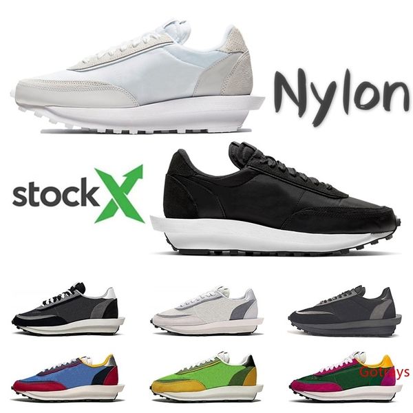 

stock x sacai ldv waffle running shoes for men black white nylon grey pine green gusto varsity blue mens trainers fashion sport sneakers