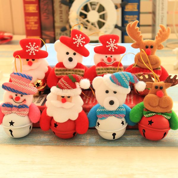 

cute santa claus alloy bell snowman elk dolls bells christmas tree decorative ornaments christmas decorations for home hangings