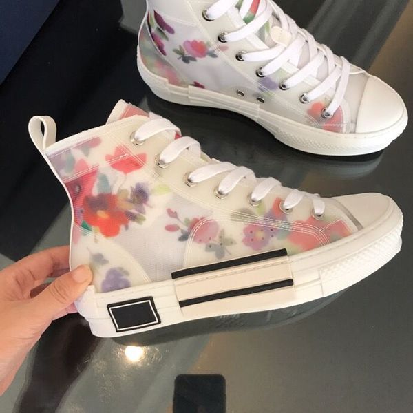 

новые цветы печати b23 high top canvas sneaker дизайнер женская обувь мужская тапки люкс повседневная обувь lace-up звезда моды b23 обуви, Black