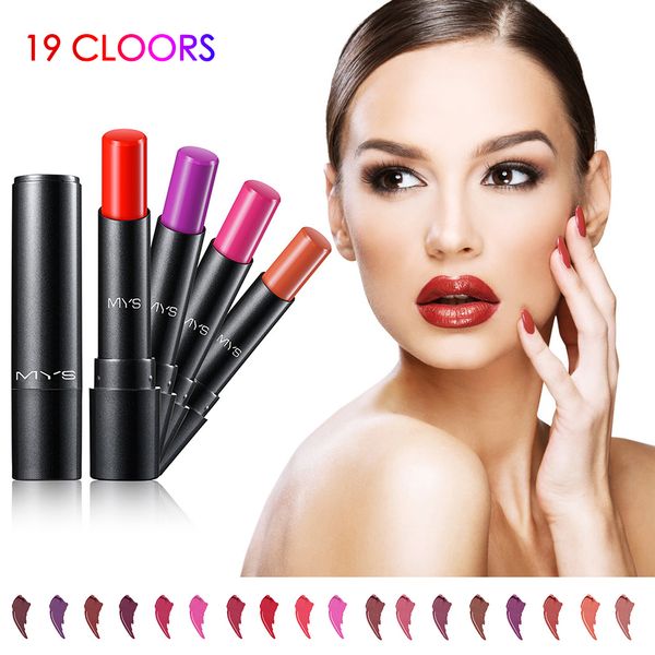 

mys matte lipstick waterproof lasting light color lip gloss makeup cosmetic velvet lip stick 19colors stick make up tslm1