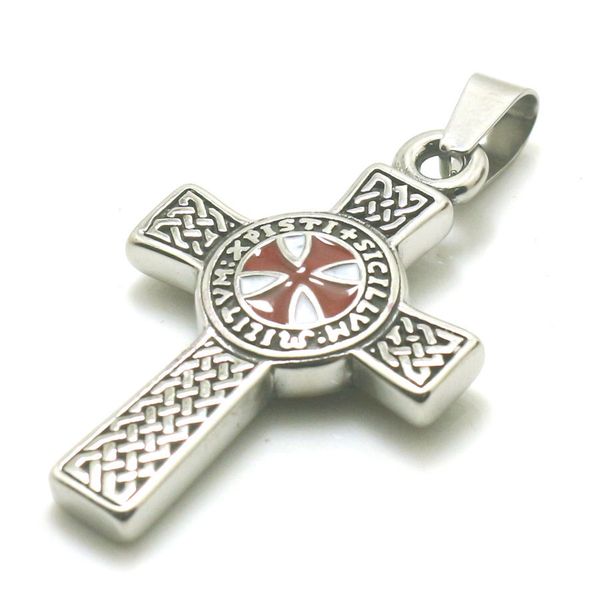 

men boy 316l stainless steel cross knights templar classic pendant, Silver