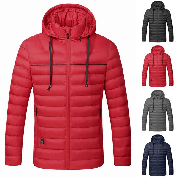 

abrigos mujer invierno 2019 chaqueta hombre men winter heated coat padded cotton long sleeve warm thick jacket erkek mont, Black