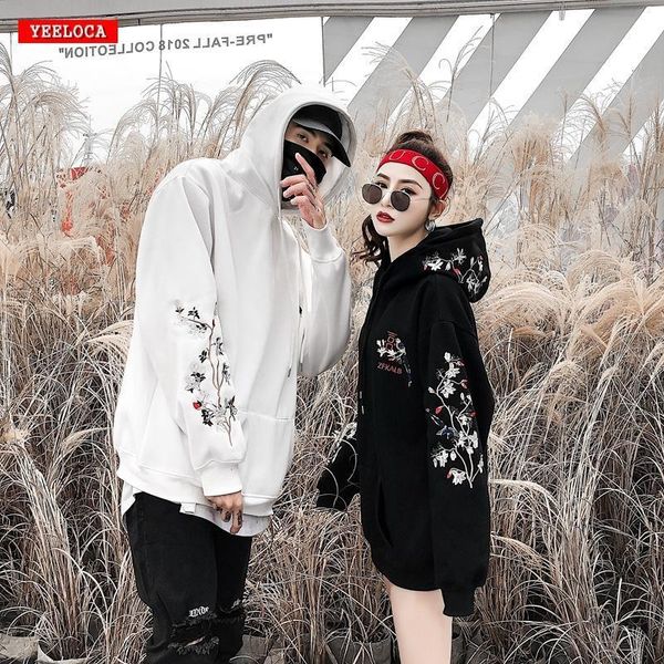 

flower bird embroidery hoodie winter modis harajuku wear couple marvel xxxtentacion hoodies men women sweatshirts, Black