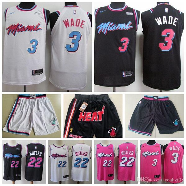 

Men 039 miami dwyane dwayne 3 wade jer ey heat jimmy 22 butler 100 titched ba ketball jer ey