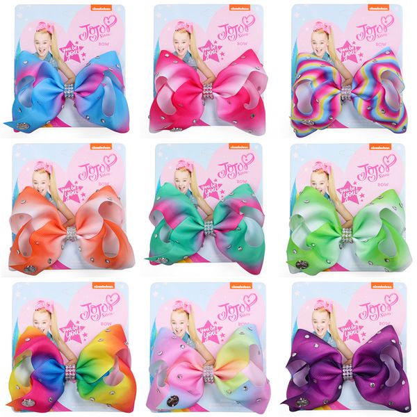 

11 colors jojo bows with clip hair accessories for girls jojo siwa hair bows baby girls 5 inch rainbow hair bow ss123, Slivery;white