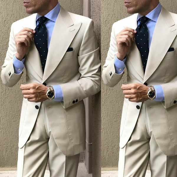 

light khaki men suits wide peak lapel formal office party groom tuxedos 2 pieces wedding custom made blazer suit(jacket+pants), Black;gray