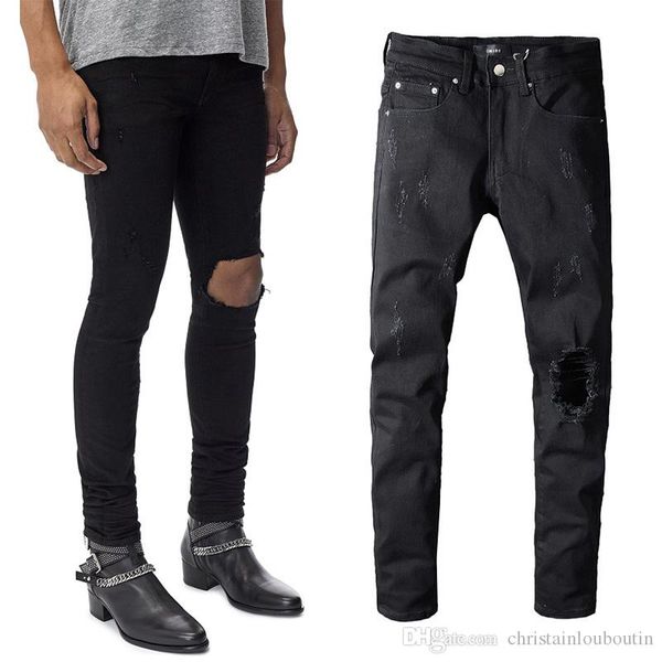 

оригинальные брюки мири проблемные ripped байкер джинсы slim fit мотоцикла деним мужчины женщины марка дизайнер hip hop, Blue