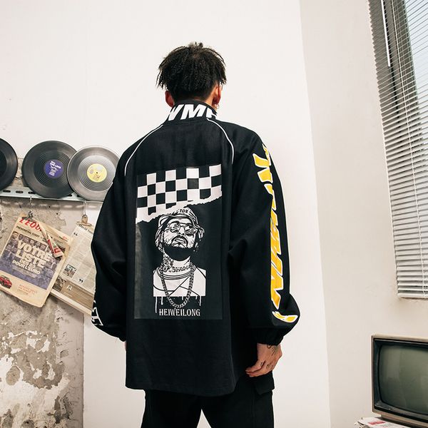 

2019 high street hip hop wei yi qiu men's wear printing cowboy cloth, Black