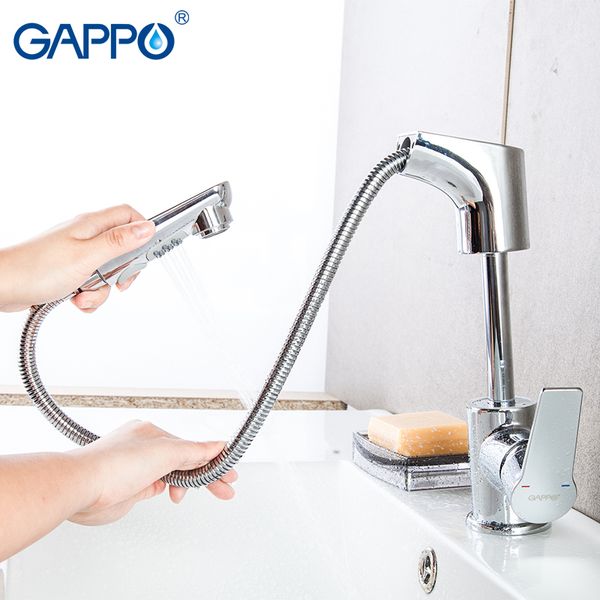 

gappo pull out ktichen faucet chrome mixer tap bathroom brass basin faucet deck mounted taps washbasin water faucets sink mixer